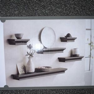 1 set 5 piece black finish wall shelf set